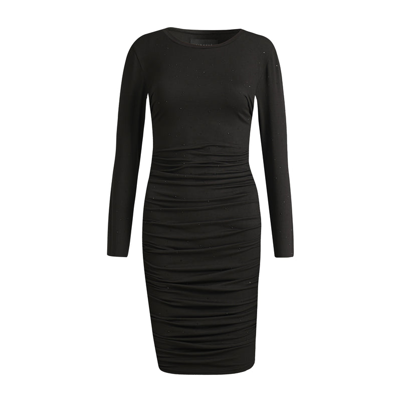 ALMA-LONG-DRESS - BLACK BLACK SIMILI