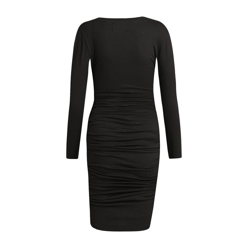 ALMA-LONG-DRESS - BLACK BLACK SIMILI
