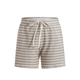 ALMA-SHORTS - SAND IVORY STRIPE