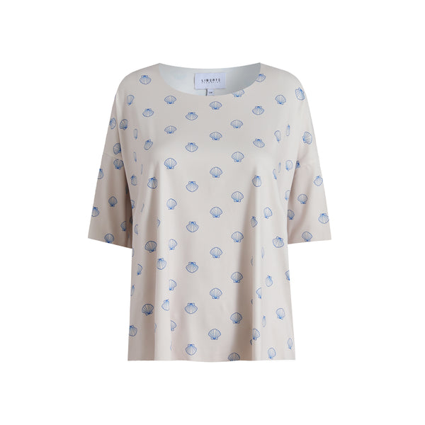 ALMA-TSHIRT - IVORY COBOLT SHELL