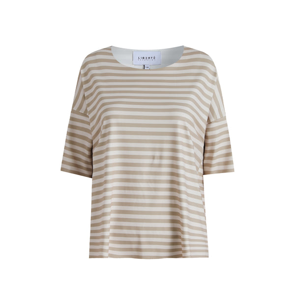 ALMA-TSHIRT - SAND IVORY STRIPE