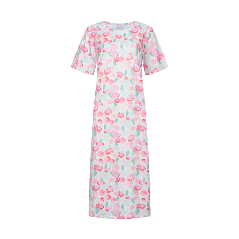 ALMA TSHIRT DRESS - MINT PINK FLOWER