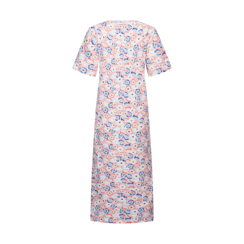 ALMA-TSHIRT-DRESS - PEACHY BLUE FLOWER