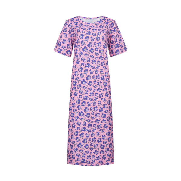 ALMA-TSHIRT-DRESS - PINK PURPLE FLOWER