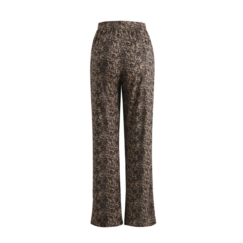 ALMA-WIDE-PANTS - MOCCA BROWN LACE