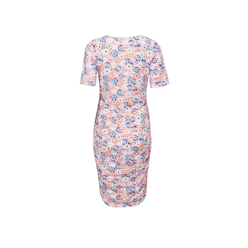 ALMA-SS-TURN-DRESS - PEACHY BLUE FLOWER