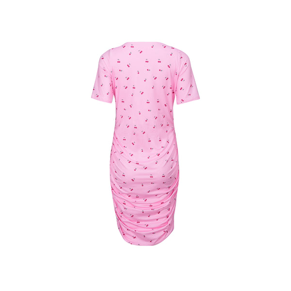 ALMA-SS-TURN-DRESS - PINK CHERRY