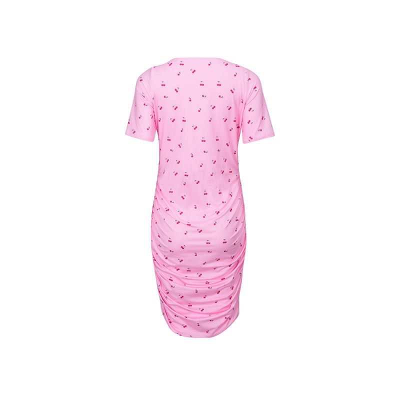 ALMA-SS-TURN-DRESS - PINK CHERRY