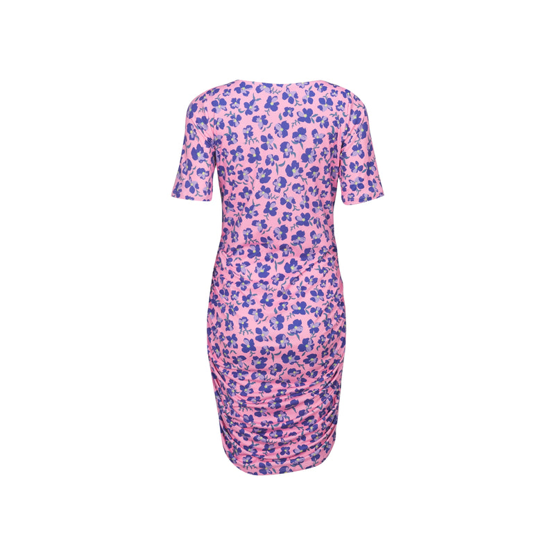 ALMA-SS-TURN-DRESS - PINK PURPLE FLOWER