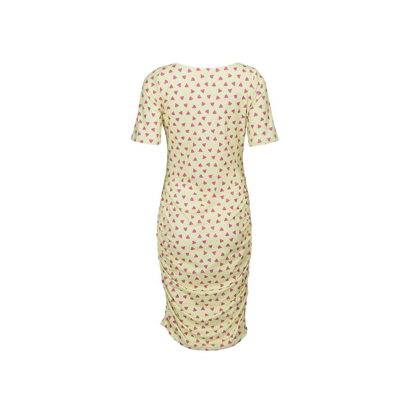 ALMA-SS-TURN-DRESS - YELLOW WATERMELON