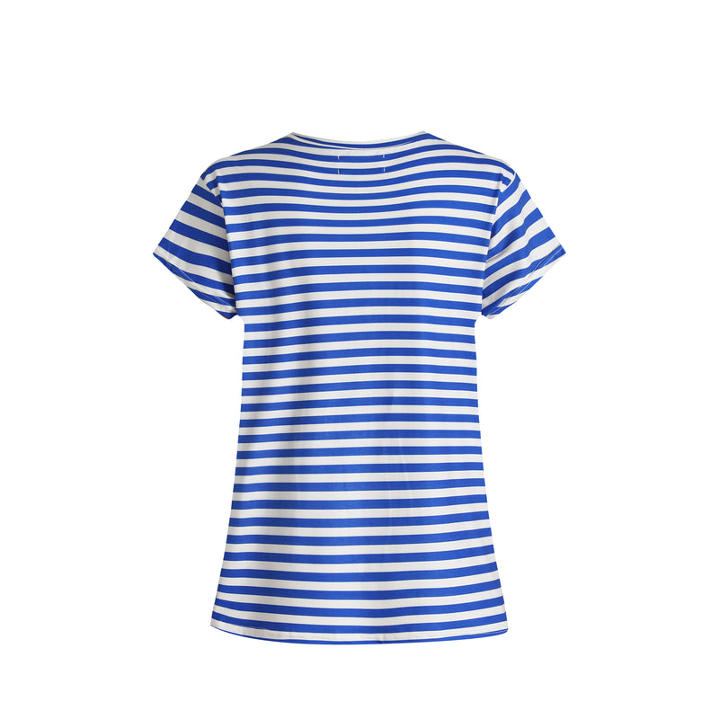 ALMA-U-TSHIRT - STRIPE IVORY COBOLT