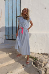 ALMA-LOOSE-SKIRT - L. BLUE CREME SMALL STRIPE