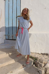 ALMA-LOOSE-SKIRT - L. BLUE CREME SMALL STRIPE