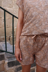 ALMA-SHORTS - SAND PAISLEY