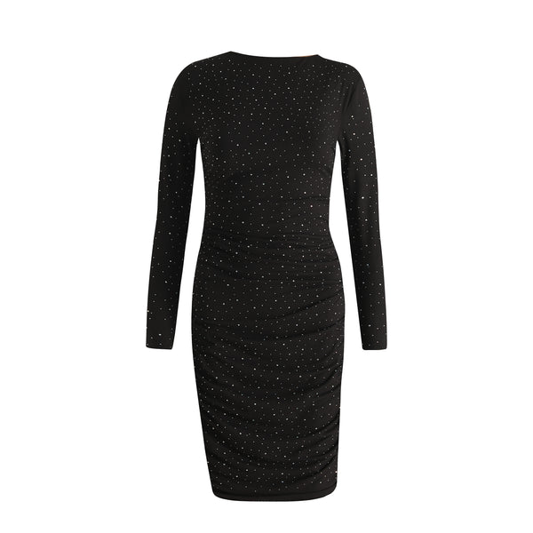 ALMA-LS-TURN-DRESS - BLACK SIMILI