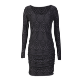 ALMA-LS-TURN-DRESS - DARK GRAY LALA