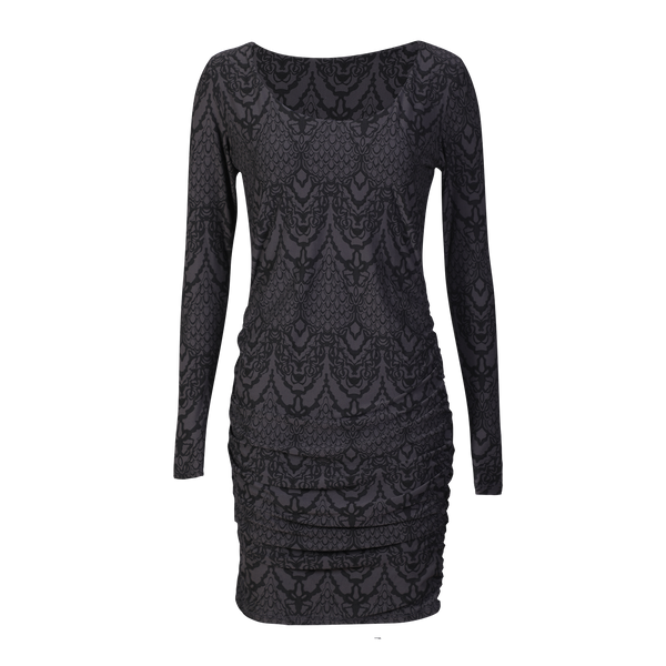 ALMA-LS-TURN-DRESS - DARK GRAY LALA