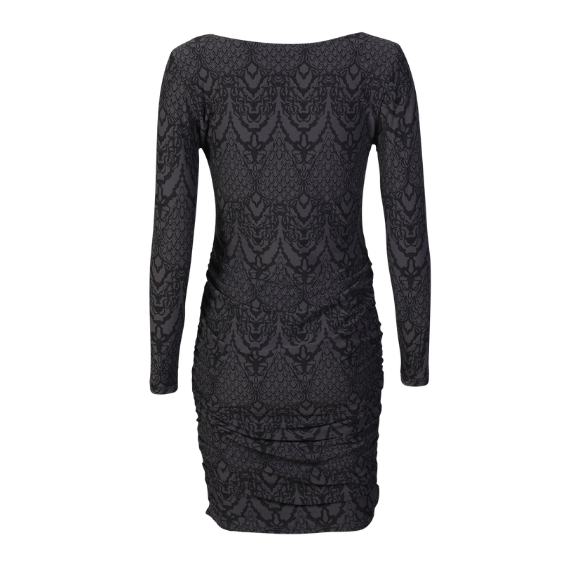 ALMA-LS-TURN-DRESS - DARK GRAY LALA