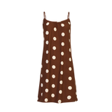 ALMA-SHORT-STRAP-DRESS - BROWN CREME DOT