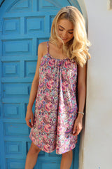 ALMA-SHORT-STRAP-DRESS - PINK PAISLEY