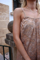 ALMA-SHORT-STRAP-DRESS - SAND PAISLEY