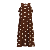 ALMA-ANNI-DRESS - BROWN CREME DOT