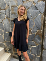 ALMA-U-TSHIRT-FRILL-DRESS - BLACK