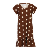 ALMA-U-TSHIRT-FRILL-DRESS - BROWN CREME DOT