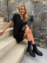 ALMA-VNECK-TSHIRT-DRESS - BLACK