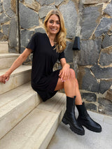 ALMA-VNECK-TSHIRT-DRESS - BLACK