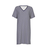 ALMA-VNECK-TSHIRT-DRESS - BLUE CREME STRIPE