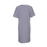 ALMA-VNECK-TSHIRT-DRESS - BLUE CREME STRIPE