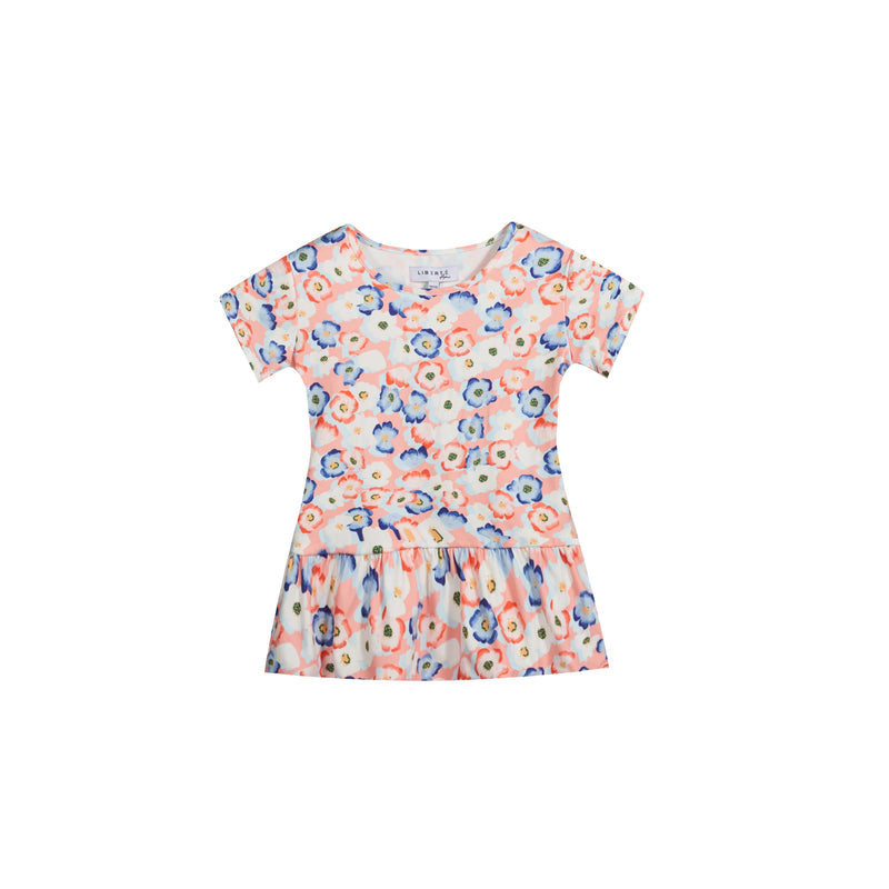 ALMA-FRILL-T-SHIRT (KIDS) - PEACHY BLUE FLOWER