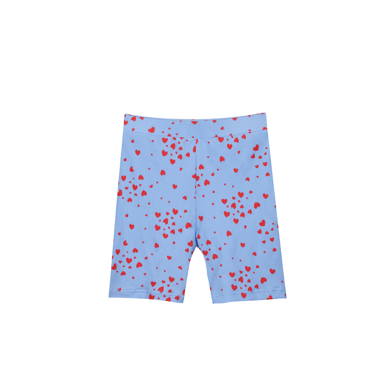 ALMA-BICYCLE-SHORTS (KIDS) - LIGHT BLUE PINK HEART