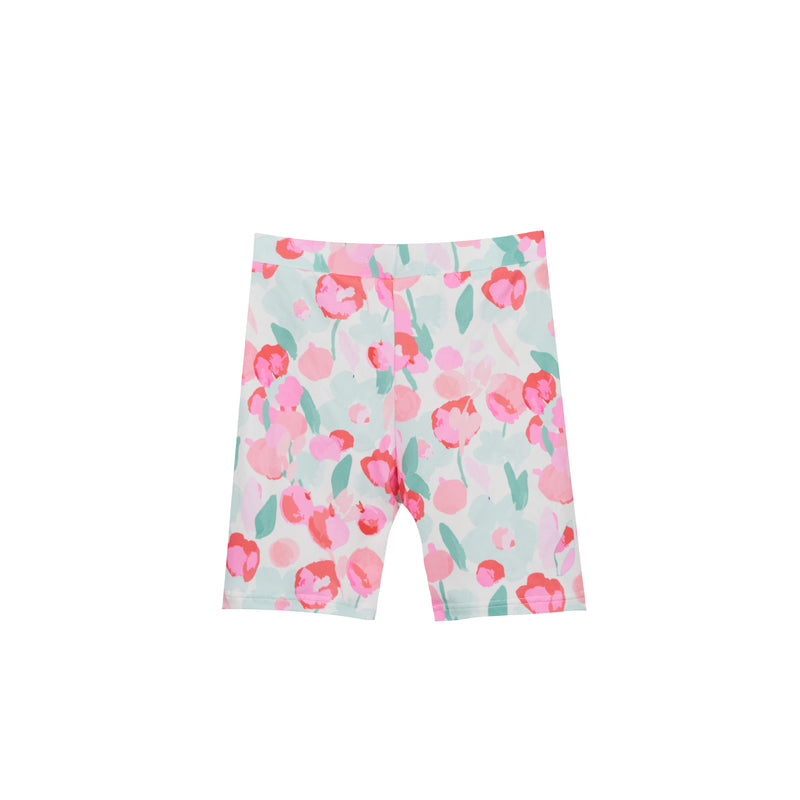 ALMA BICYCLE SHORTS (KIDS) - MINT PINK FLOWER