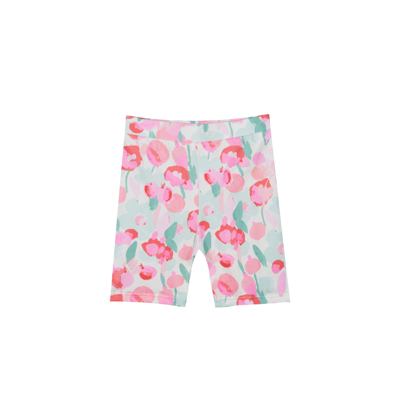 ALMA BICYCLE SHORTS (KIDS) - MINT PINK FLOWER