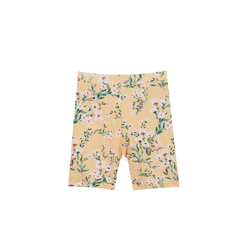 ALMA-BICYCLE-SHORTS (KIDS) - YELLOW GREEN FLOWER