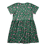 ALMA-SS-BABYDOLL-DRESS (KIDS) - GREEN PINK FLOWERS