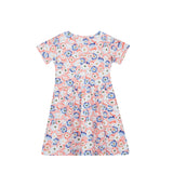 ALMA-SS-BABYDOLL-DRESS (KIDS) - PEACHY BLUE FLOWER