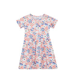 ALMA-SS-BABYDOLL-DRESS (KIDS) - PEACHY BLUE FLOWER