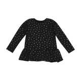 ALMA-LS-FRILL-TSHIRT (KIDS) - BLACK GOLD HEART