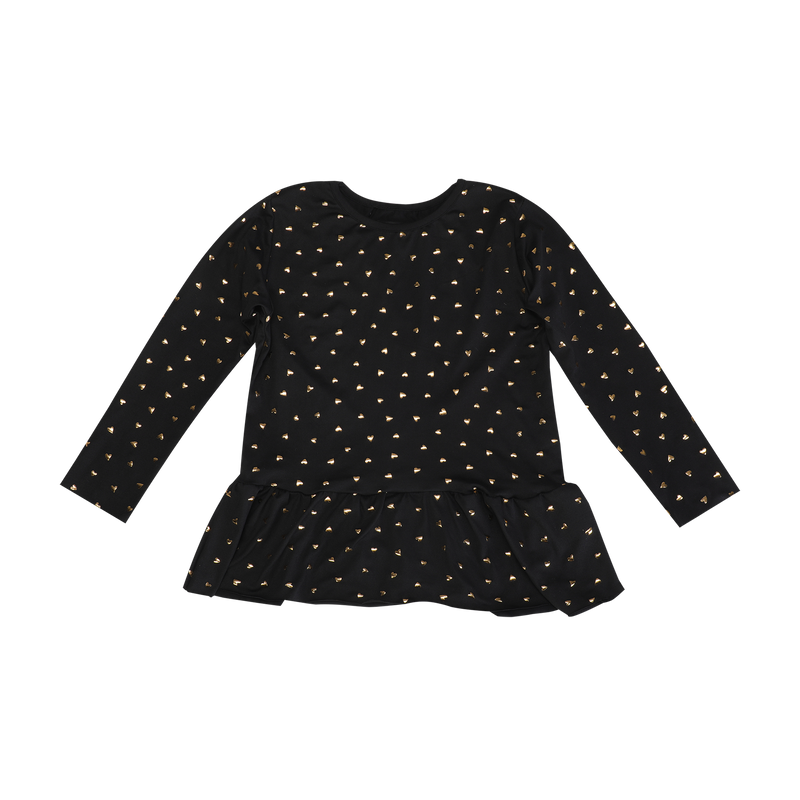 ALMA-LS-FRILL-TSHIRT (KIDS) - BLACK GOLD HEART