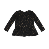 ALMA-LS-FRILL-TSHIRT (KIDS) - BLACK GOLD HEART
