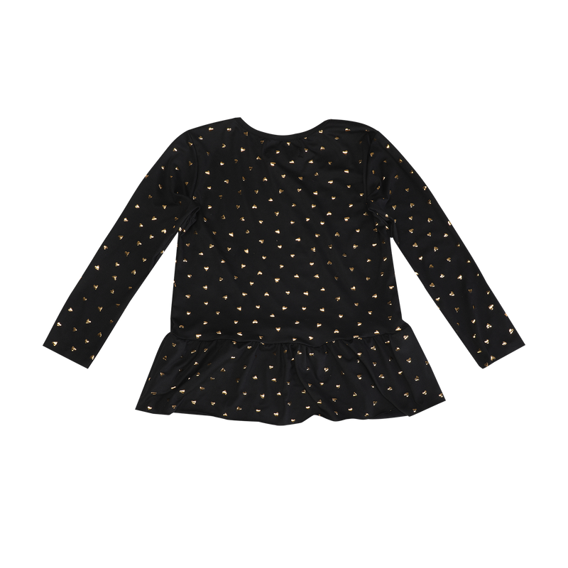 ALMA-LS-FRILL-TSHIRT (KIDS) - BLACK GOLD HEART