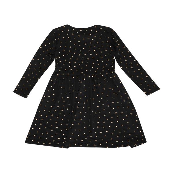 ALMA-LS-BABYDOLL-DRESS (KIDS) - BLACK GOLD HEART