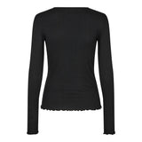 NATALIA LS ROUND NECK BLOUSE - BLACK