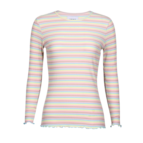 NATALIA LS ROUND NECK  BLOUSE - DUSTY MULTICOLOR STRIPE