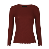 NATALIA LS ROUND NECK BLOUSE - BORDEAUX
