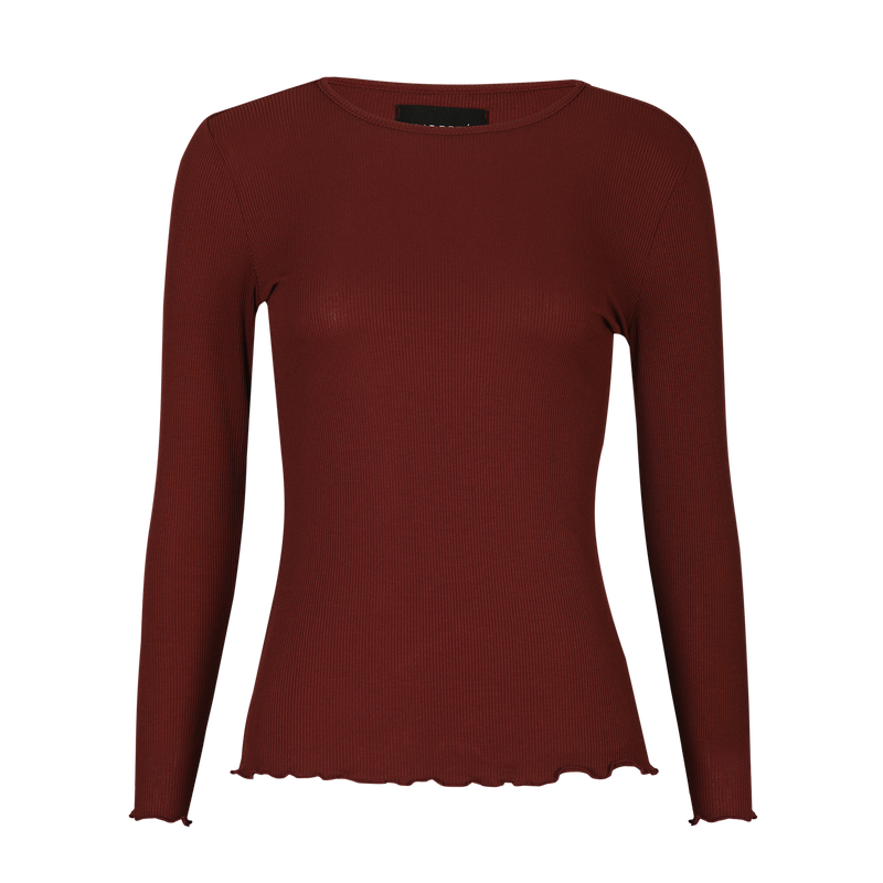 NATALIA LS ROUND NECK BLOUSE - BORDEAUX