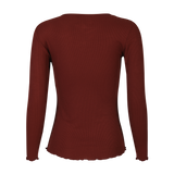 NATALIA LS ROUND NECK BLOUSE - BORDEAUX